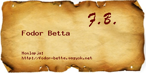Fodor Betta névjegykártya